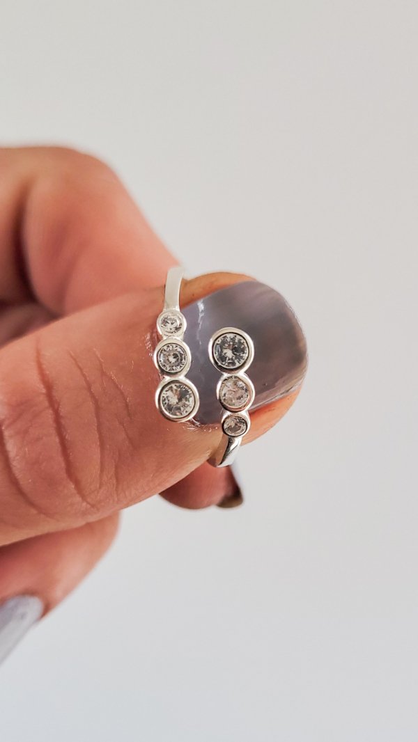 Anillo Círculos Cristal Regulable - Plata 925
