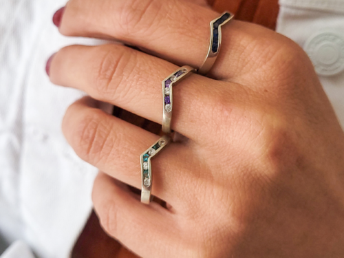 Anillo en V, plata 925