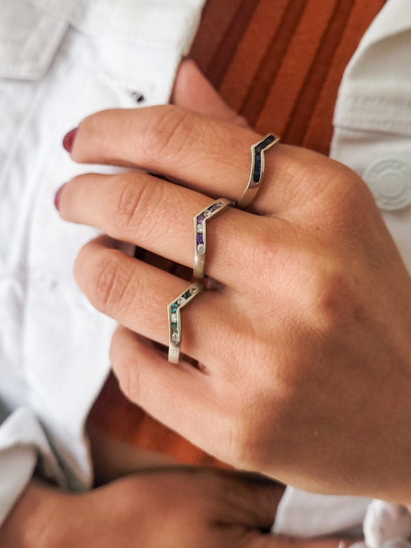 Anillo en V, plata 925