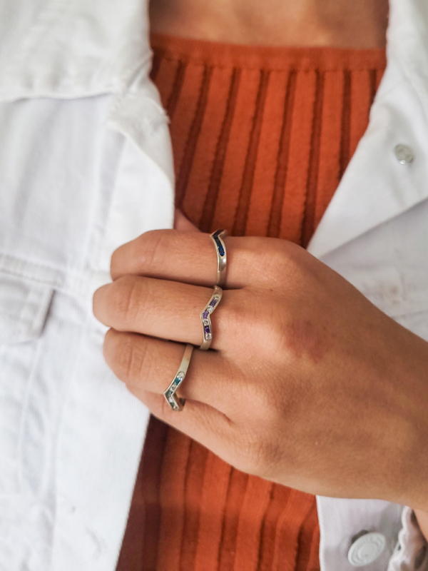 Anillo en V, plata 925