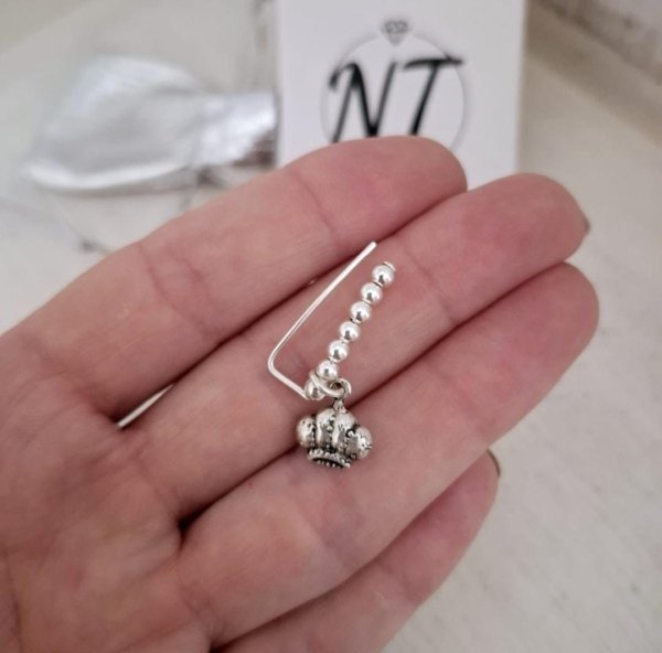 Aro Trepador con Dije Corona - Derecho o Izquierdo - Plata 925