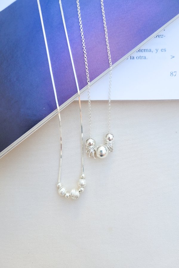 Collar Bolitas y Argollitas - Plata 925