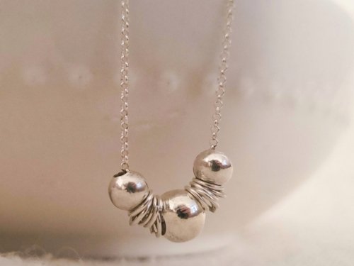 Collar Bolitas y Argollitas - Plata 925