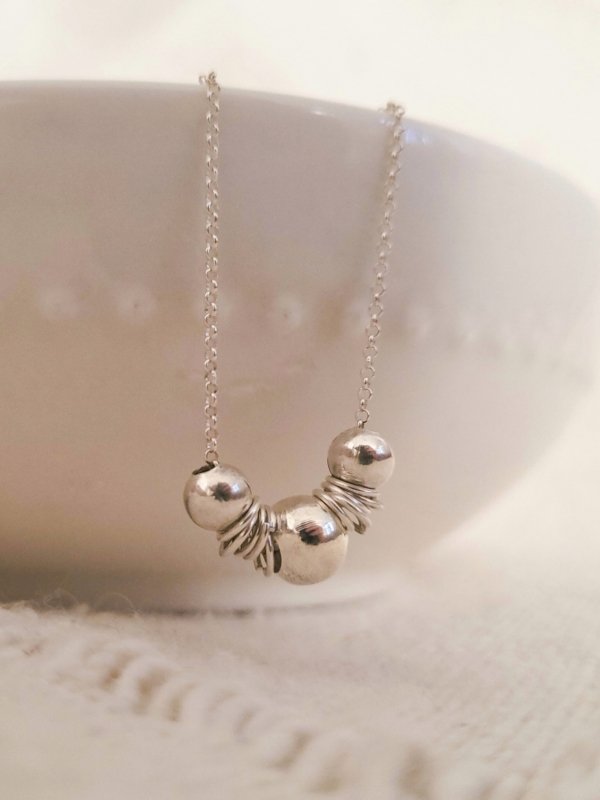 Collar Bolitas y Argollitas - Plata 925