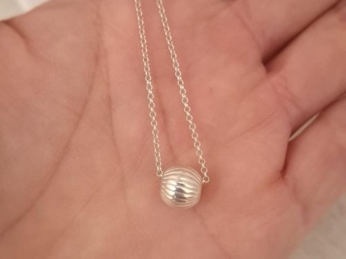 Collar Bolita Rayas - Plata 925