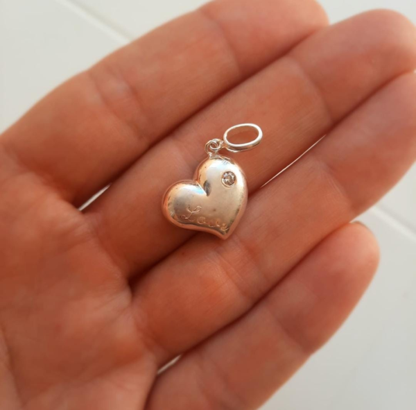 Dije Corazón con Punto de Luz - Plata 925