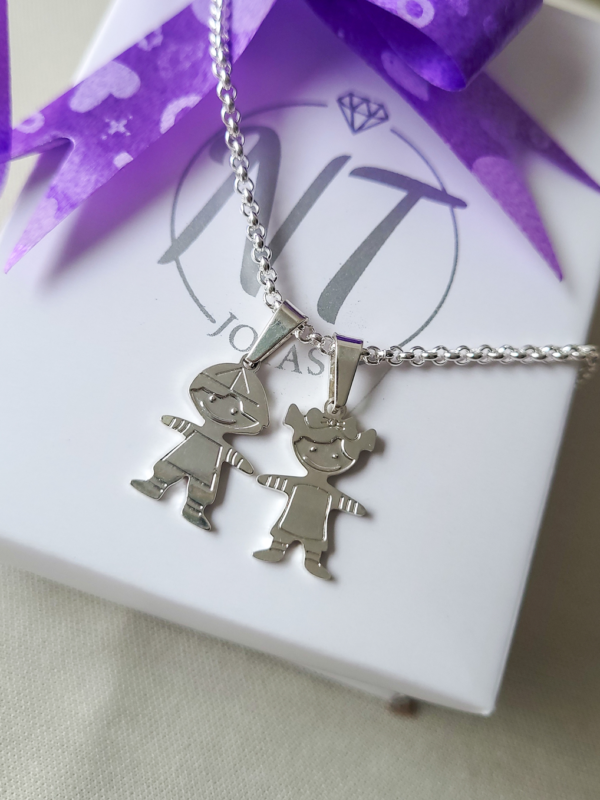 Dije Niños Simple - Acero Blanco