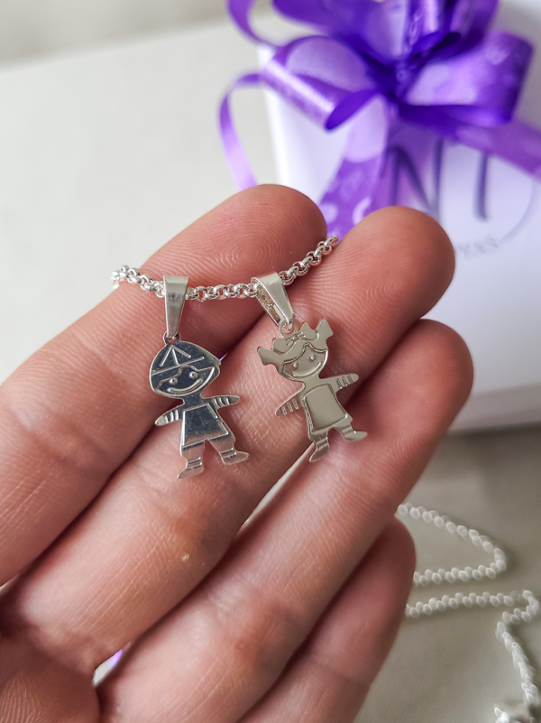 Dije Niños Simple - Acero Blanco