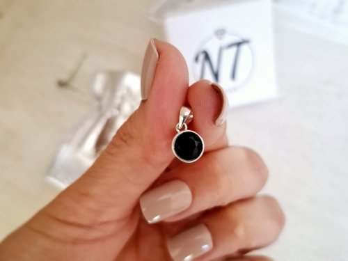 Dije Redondo Negro - Plata 925