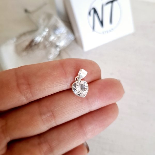 Dije Corazón de Cristal - Plata 925