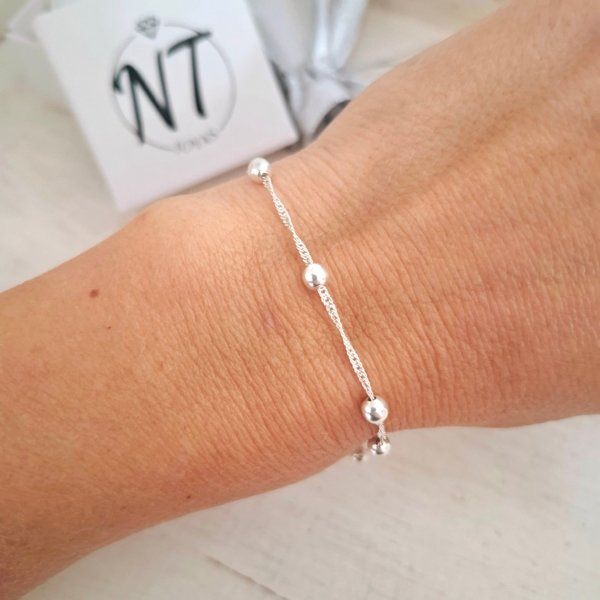 Pulsera Bolitas Medianas en Plata 925 Pulsera Bolitas Medianas - Plata 925