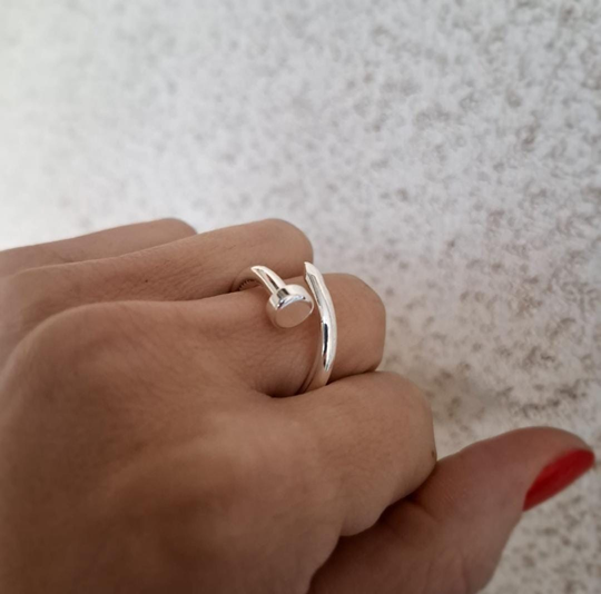 Anillo Clavo - Acero Blanco