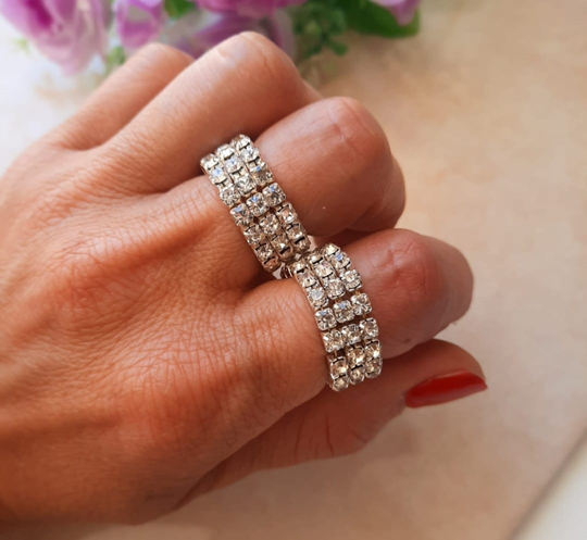 Anillo Triple con Strass
