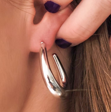 Argollas Infladas en Acero Blanco