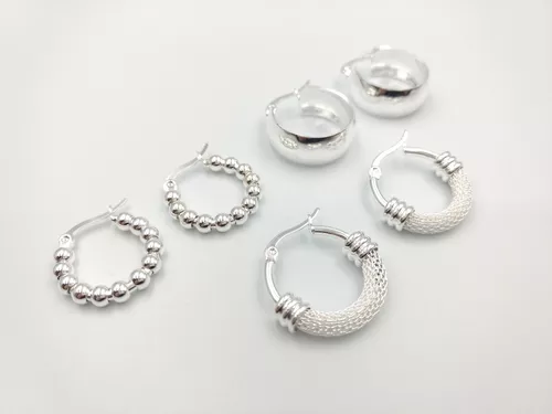 Argollas Anchas Bombé en Acero Blanco