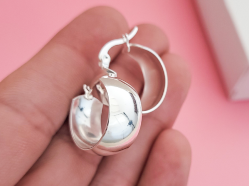 Argollas Anchas Bombé en Acero Blanco