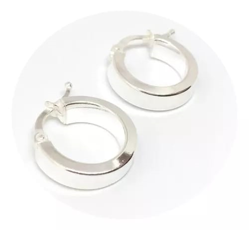 Argollas Anchas Planas - Acero Blanco