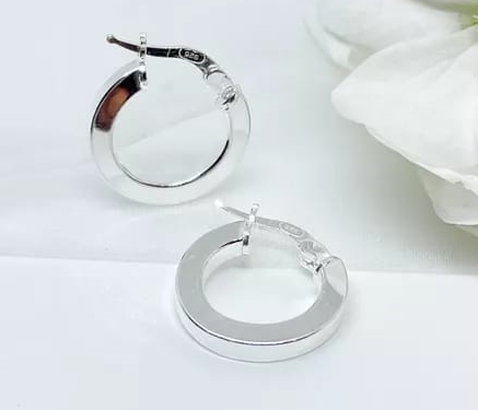 Argollas Anchas Planas - Acero Blanco