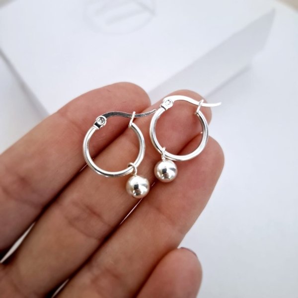 Argollas Bolita - Acero Blanco