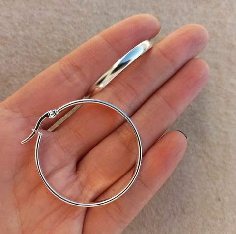 Argollas Cinta en Acero Blanco