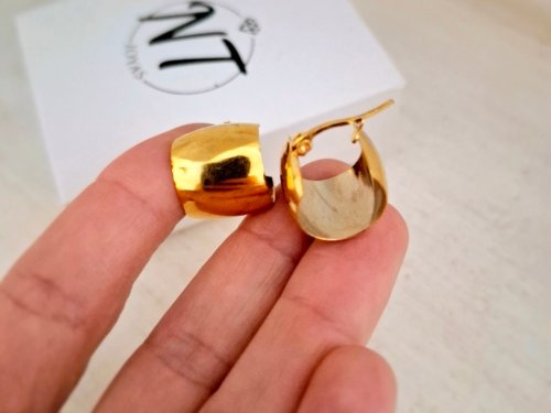 Argollas Cubanas Anchas - Acero Dorado