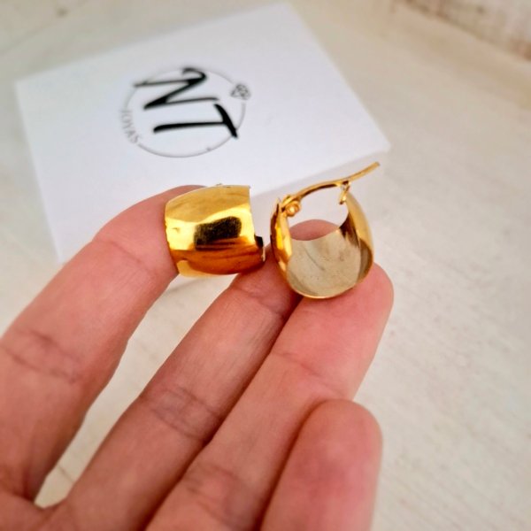 Argollas Cubanas Anchas - Acero Dorado Argollas Cubanas Anchas - Acero Dorado