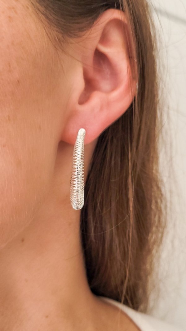 Semi Argollas Espiral - Acero Blanco