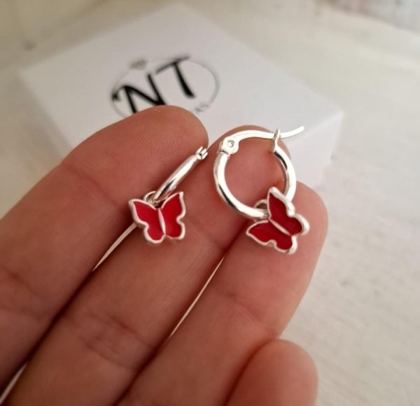 Argollas Mariposas Argollas Mariposa - Acero Blanco