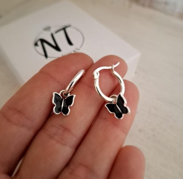 Argollas Mariposas Argollas Mariposa - Acero Blanco