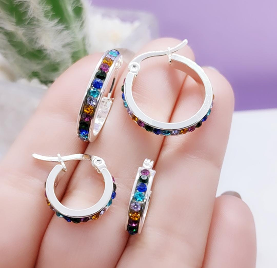 Argollas Multicolor Acero Blanco