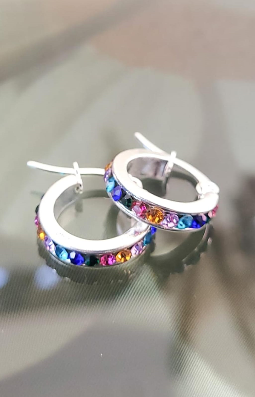 Argollas Multicolor Acero Blanco