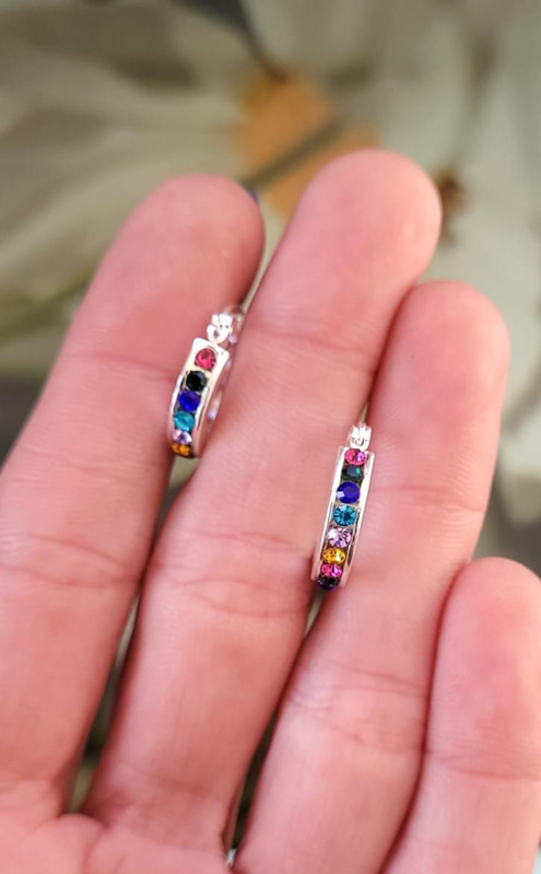 Argollas Multicolor Acero Blanco