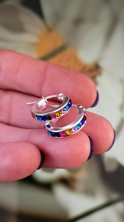 Argollas Multicolor Acero Blanco