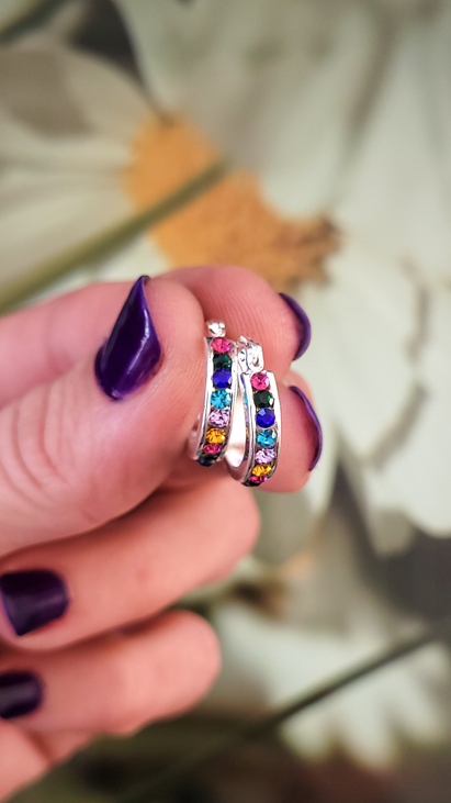 Argollas Multicolor Acero Blanco