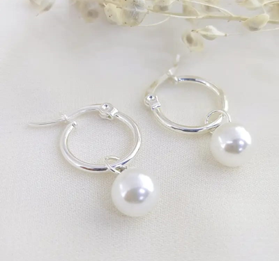 Argollas Perla en Acero Blanco