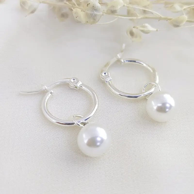 Argollas Perla en Acero Blanco