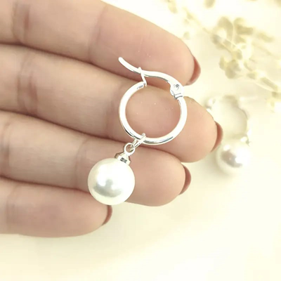 Argollas Perla en Acero Blanco
