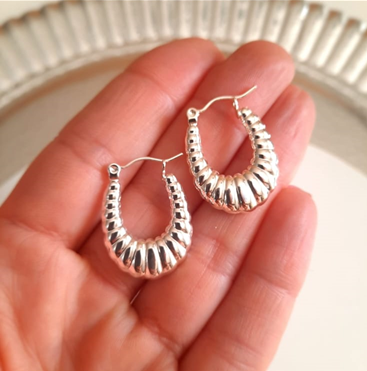 Argollas Pilo en Acero Blanco