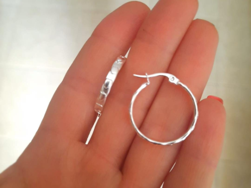 Argollas con detalles Corazón - Acero Blanco