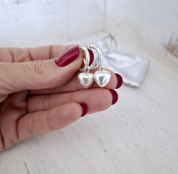 Argolla Corazón Inflado - Acero Blanco