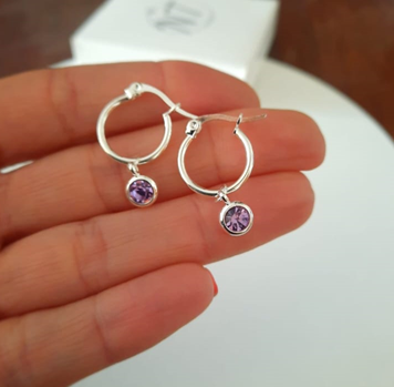 Argollitas Piedras Color - Acero Blanco