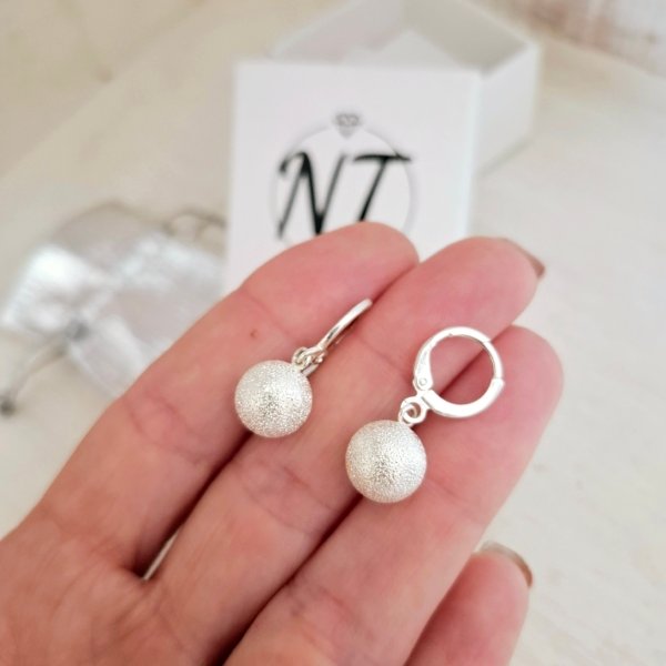 Aros Brisura Bolitas Satinadas - Plata 925