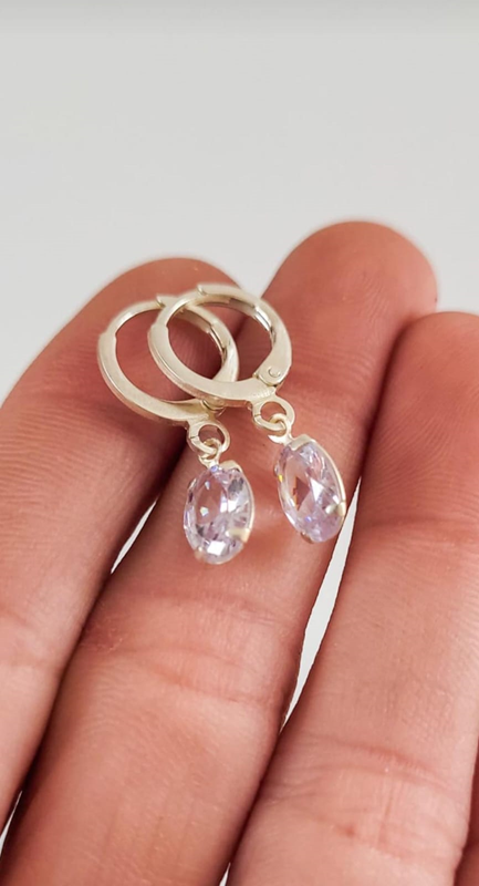 Aros Brisura Cristal gota Aros Brisura Cristal Varios - Plata 925