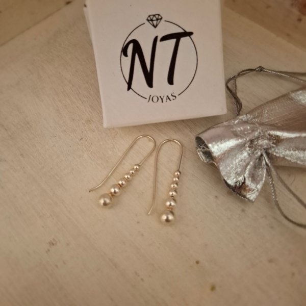 Aros Colgantes Bolitas Rígidas - Plata 925