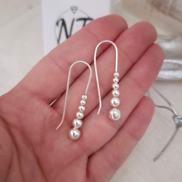 Aros Colgantes Bolitas Rígidas - Plata 925