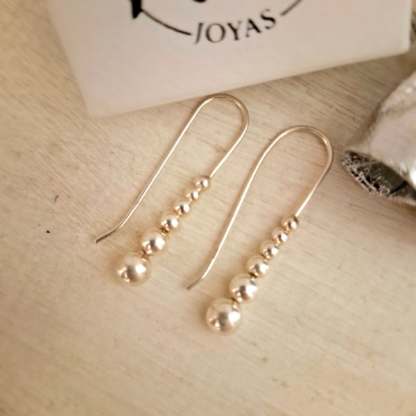 Aros Colgantes Bolitas Rígidas - Plata 925