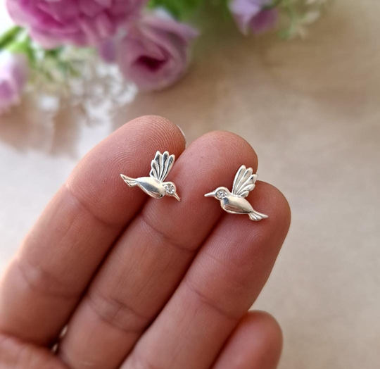 Aros Colibrí en plata 925