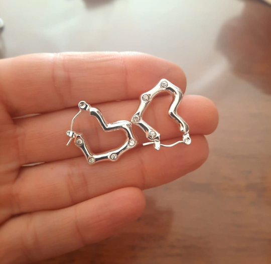 Aros Corazón y Puntos de Luz - Acero Blanco