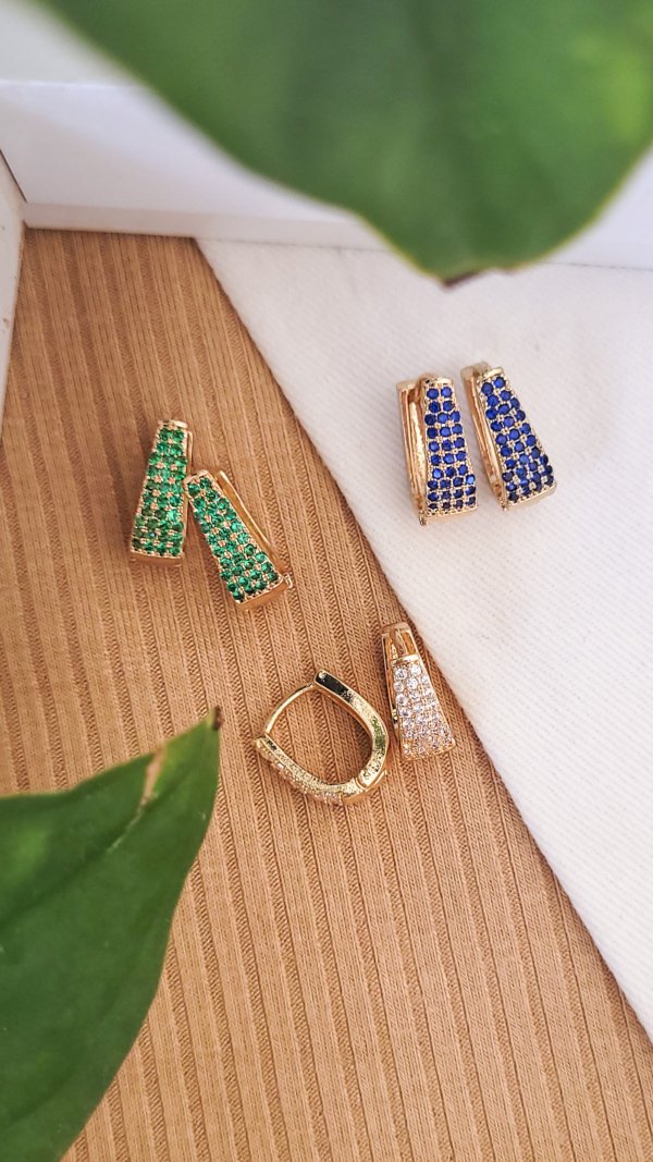 Aros Dorits Cristal Azul - Acero Dorado