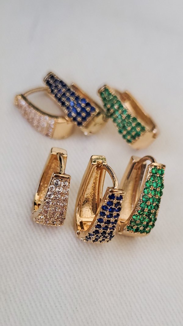 Aros Dorits Cristal Azul - Acero Dorado